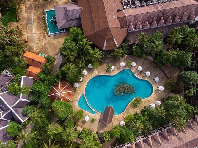 Duangjitt Resort & Spa. The hotel is located at the southern end of Patong Beach, 40 km from Phuket International Airport.